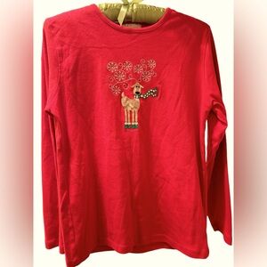 Vintage Christmas Hand Embroidered Long Sleeved Shirt